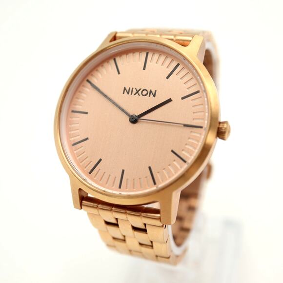 Nixon The Porter Rose Gold Tone 40mm Dress Watch 6" Bracelet with New Battery - Picture 1 of 12
